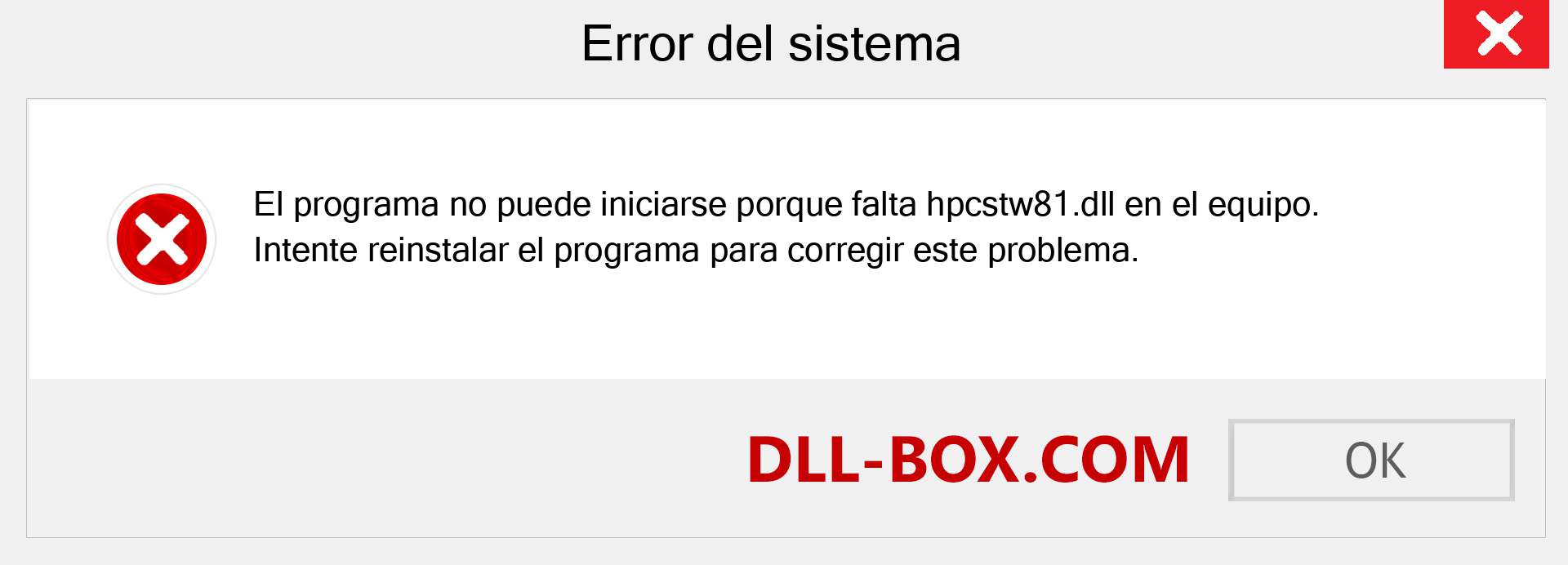 ¿Falta el archivo hpcstw81.dll ?. Descargar para Windows 7, 8, 10 - Corregir hpcstw81 dll Missing Error en Windows, fotos, imágenes